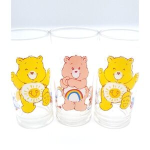 Vintage Care Bears Pizza Hut Drinking Glasses Set of 3 1983 Limited Edition